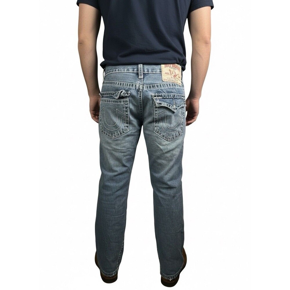 Vtg True Religion Jeans Joey Super T Thick Stitch Whisker Y2K Men 34x30 USA Made